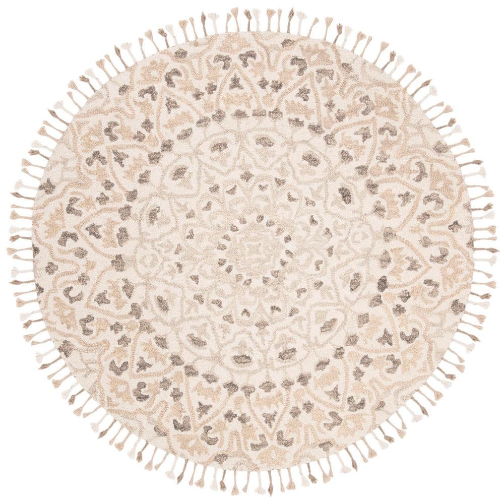 Blossom 4 ft. x 4 ft. Ivory/Taupe Garden Medallion Round Area Rug price history on PriceWatchPro