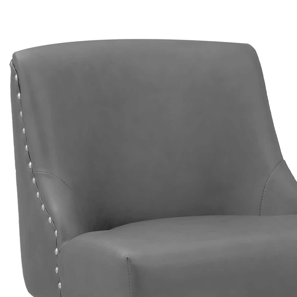 26" Dark Gray Faux Leather Swivel Bar Stools with Wood Legs, Set of 4