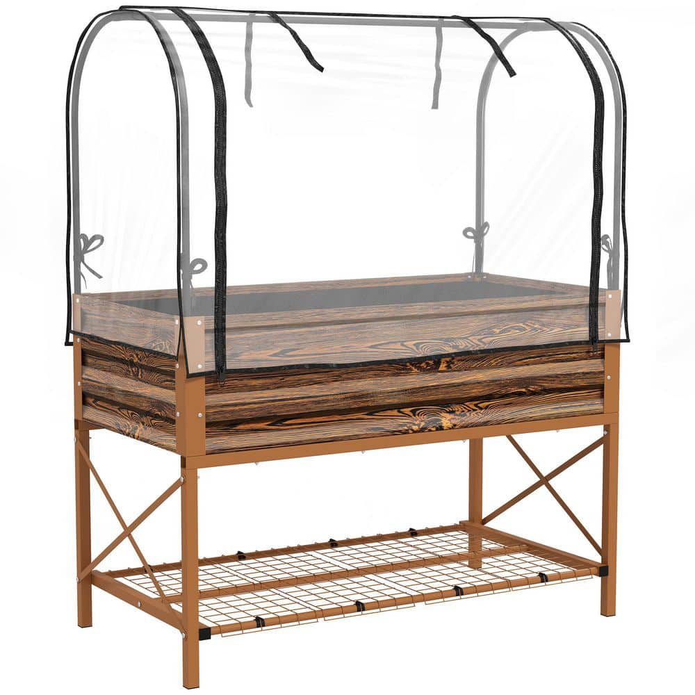 41 in. x 20.5 in. x 10.25 in. Raised Garden Bed with Cover and Storage Shel