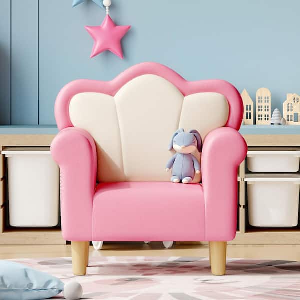 Unbranded Pink White Kid Chair, Upholstered Kid Sofa, Princess Armchair, Petal Shape Toddler Chair for Playroom Children's Bedroom