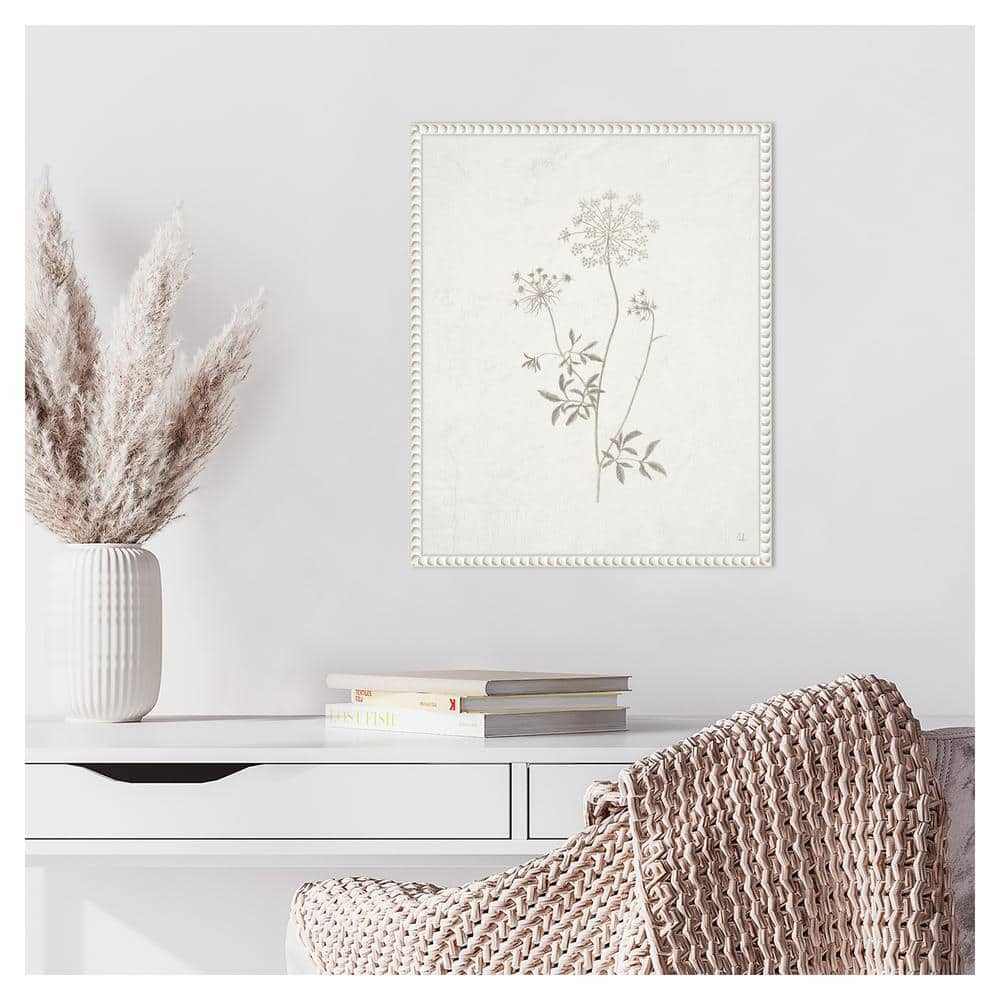 Beaded Perimeter Botanical Canvas Print in White Frame, 16 x 20-in.