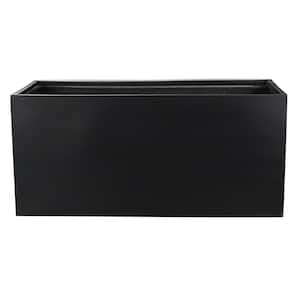 Carlo 17.5 in. x 17.5 in. x 39.25 in. Black Fiberglass Rectangular Planter