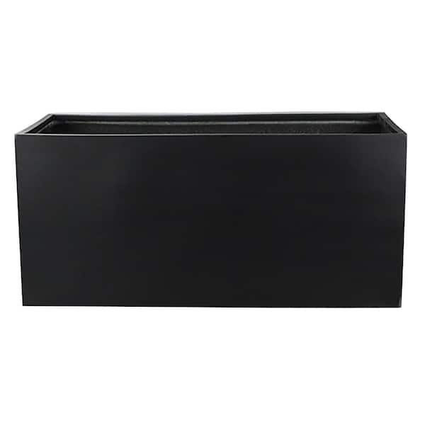 Vasesource Carlo 17.5 in. x 17.5 in. x 39.25 in. Black Fiberglass Rectangular Planter