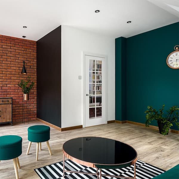 30in. x80in. 10-Lite Right-Hand Clear Glass MDF Primed Single Assembly Required Interior Door Kit w/ Quick Assemble Jamb