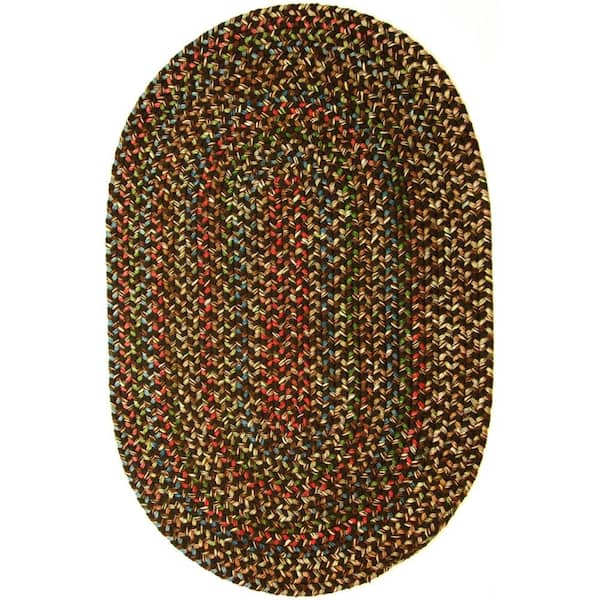 Rhody Rug Kennebunkport Brown Multi 5 ft. x 8 ft. Oval Indoor/Outdoor Braided Area Rug