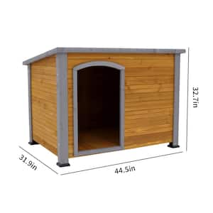 Dog House Outdoor and Indoor Heated Wooden Dog Kennel for Winter with Raised Feet Weatherproof for Medium to Large Dogs