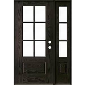 UINTAH Farmhouse 50 in. x 80 in. 6-Lite Left-Hand Inswing Clear Glass Baby Grand Stain Fiberglass Prehung Front Door RSL