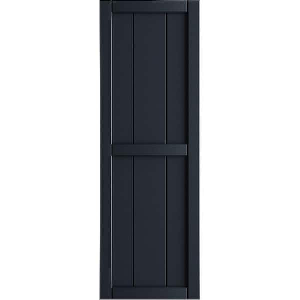 Ekena Millwork 16-1/8 in. x 39 in. True Fit PVC 3-Board Framed Board and Batten Shutters in Starless Night Blue (Per Pair)