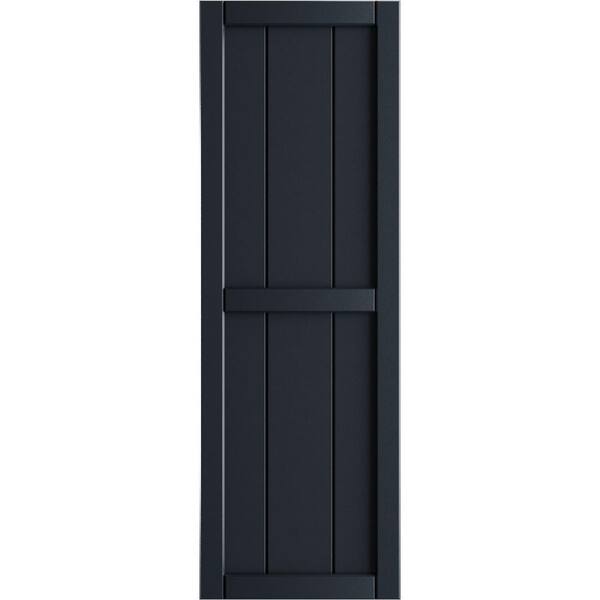 Ekena Millwork 16-1/8 in. x 82 in. True Fit PVC 3-Board Framed Board and Batten Shutters in Starless Night Blue (Per Pair)