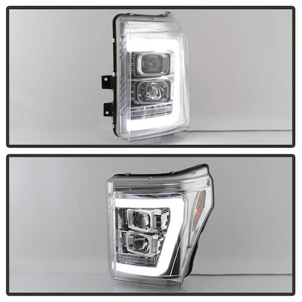 Ford F-250/F-350/F450 Super Duty 11-16 Version 2 Projector Headlights -  Light Bar DRL - Chrome