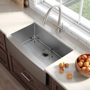Standart PRO 30 in. Farmhouse/Apron-Front Single Bowl 16 Gauge Stainless Steel Kitchen Sink with Accessories