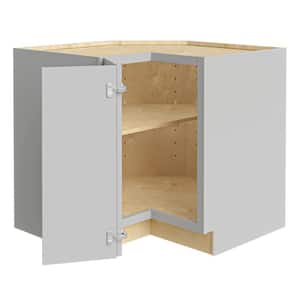 Tremont Pearl Gray Painted Plywood Shaker Assembled EZ Reach Corner Kitchen Cabinet Left 33 in W x 24 in D x 34.5 in H