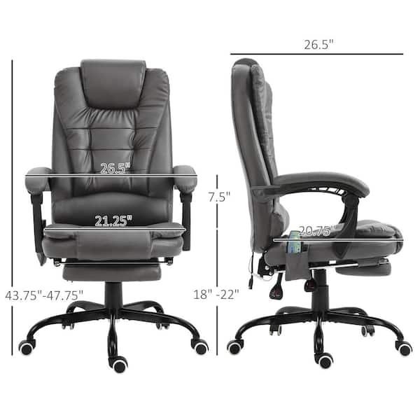 Vinsetto Gray 7-Point Faux Leather Vibrating Massage Office Chair, High  Back Executive with Lumbar Support 921-342V81GY - The Home Depot