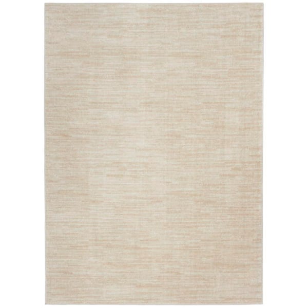 Essentials 4 ft. x 6 ft. Ivory Beige Solid Contemporary Indoor/Outdoor Patio Area Rug
