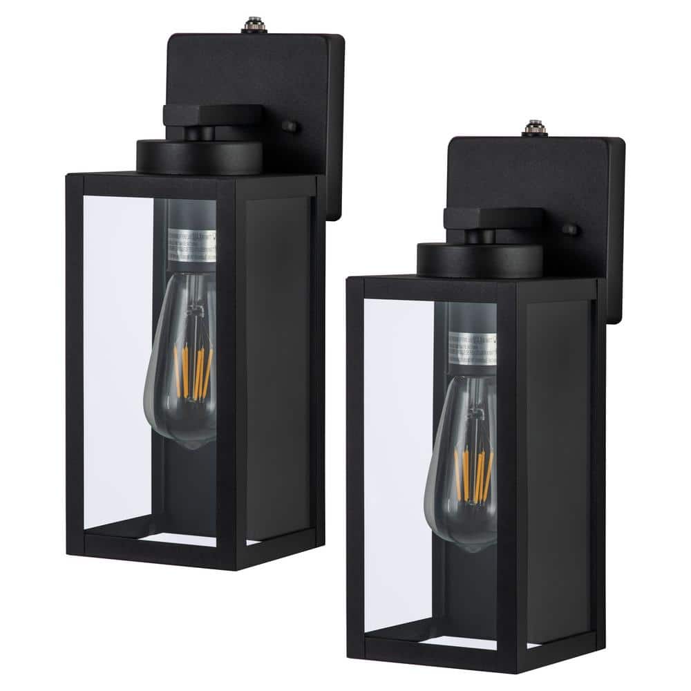 Matte Black Rectangular Outdoor Wall Sconce with Dusk to Dawn Sensor