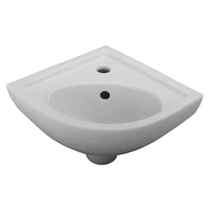 17.37 in. Corner Wall-Hung Petite Bathroom Sink in White