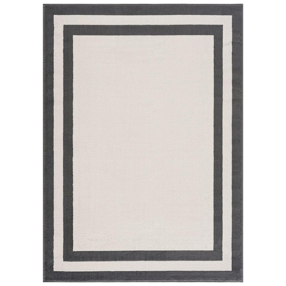 Beige 5 ft. x 7 ft. Geometric Indoor Polypropylene Area Rug