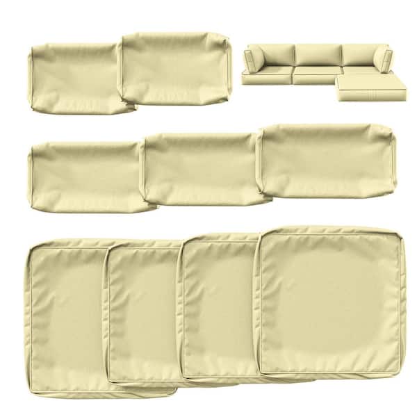 Kimunuk 9-Piece 25.6 in. Outdoor Cushion Covers Light Yellow