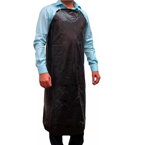 Safe Handler 43.3 in. x 34 in. Black Adjustable Waterproof Material PVC Apron Smooth Finish to Prevent Bacterial Growth (1-Pack)