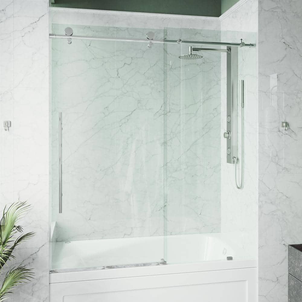 Elan E-Class Chrome Frameless Sliding Tub Door with Clear Glass