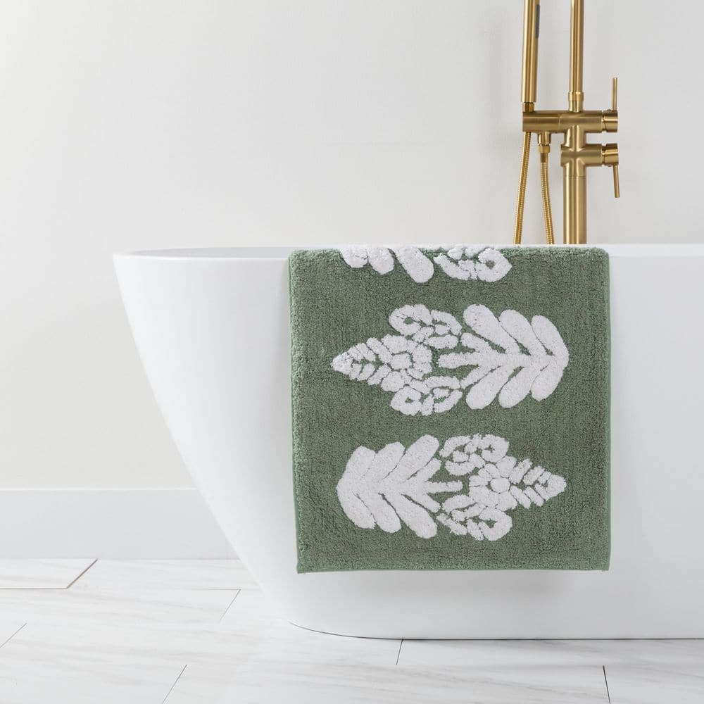21 in. x 34 in. Sage Leaves Floral 100% Cotton Bath Mat price history on PriceWatchPro