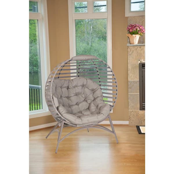 Barton Papasan Chair Round Chair with Soft Cushion Indoor Outdoor Use (Grey)