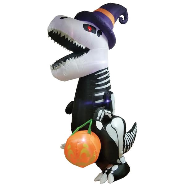 JOYIN 8 ft. Tall Black, White and Purple Plastic Skeleton Dinosaur Inflatable
