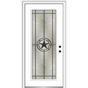 Elegant Star 36 in. x 80 in. Left-Hand Full Lite Decorative Glass Brilliant White Painted Fiberglass Prehung Front Door