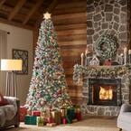 Home Accents Holiday 9 ft Alta Flocked LED Christmas Tree