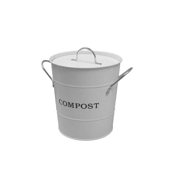 Exaco 2-in-1 White 1 Gal. Compost Bucket with Rubber Seal and Inner Liner