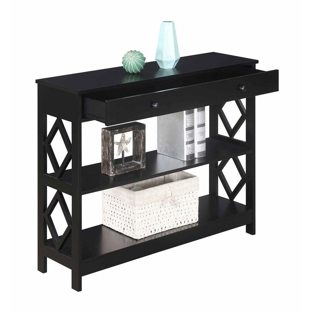 Sleek Diamond 40" Black Console Table with Storage