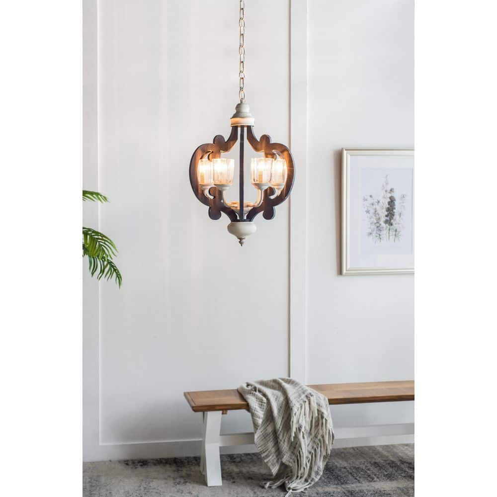 CottaIron 6-Light Distressed Rustic Blue Wooden Chandelier for Kitchen Island, Living Room with No Bulbs Included price history on PriceWatchPro