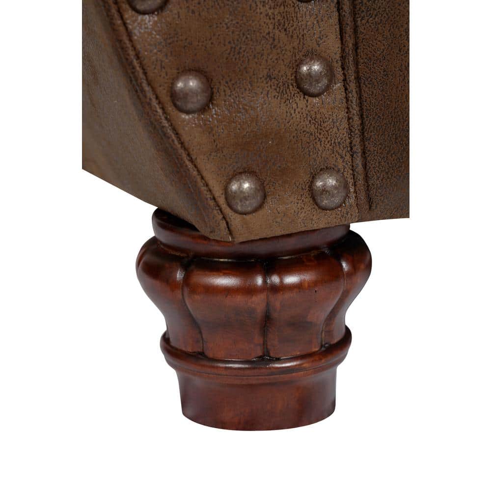 Sedona Traditional Brown Faux Leather Sofa with Rustic Nailhead Accents