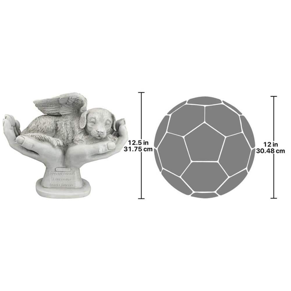 Gray Resin Dog Memorial Statue with Angel Wings