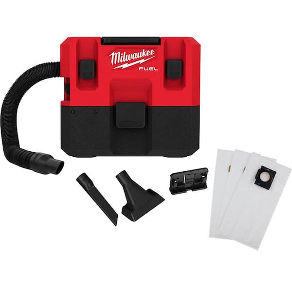 M12 FUEL 12-Volt Lithium-Ion Cordless 1.6 Gal. Wet/Dry Shop Vacuum with 3 Pk Fleece Dust Bags
