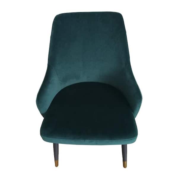 Benjara Green, Black and Gold Fabric Metal Frame Dining Chair (Set of 2)