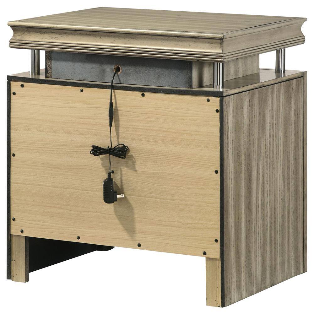 Giselle Beige 3-Drawer Nightstand with LED Light