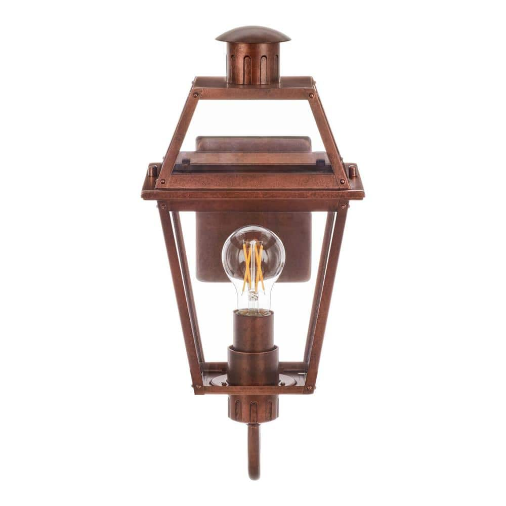 Hampton Bay Newberry 17.75 in. Painted Aged Copper Finish Hardwired Outdoor  Wall Lantern Sconce with Clear Glass LDO1601AX-01/CP - The Home Depot