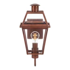 Newberry 17.75 in. H Painted Aged Copper Finish Exterior Hardwired Wall Lantern Sconce with Clear Glass