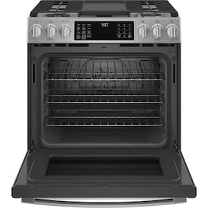 Profile 30 in. 5 Burner Slide-In Dual Fuel Range in Stainless Steel with True Convection and Air Fry