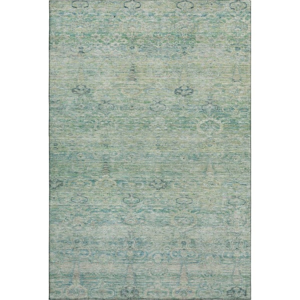 Mayfield Premium Machine Washable Abstract AMF2090 Teal 8 ft. x 10 ft. Area Rug