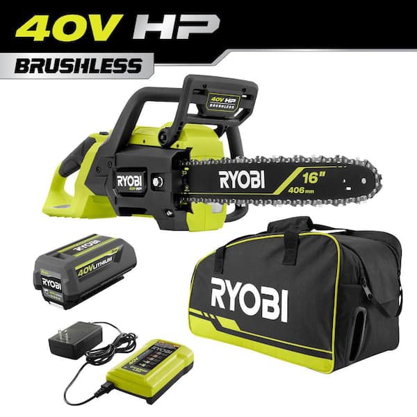 40V HP Brushless 16 in. Battery Chainsaw with Universal Chainsaw Bag, 4.0 Ah Battery and Charger