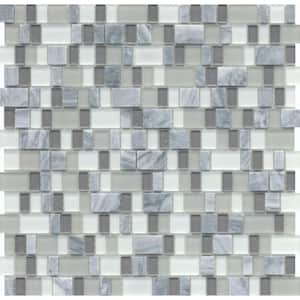Unique Stone and Glass Blend Epic 12.05 in. x 12.17 in. Glossy/Matte Glass Mosaic Tile - 1 Each (1.02 sq. ft.)