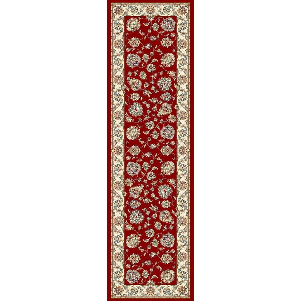 Traditional Red Polypropylene Runner Rug with Medium Pile