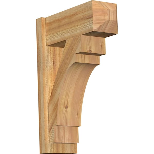 Ekena Millwork 8 in. x 28 in. x 20 in. Western Red Cedar Merced Craftsman Rough Sawn Outlooker
