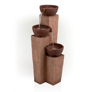35 in. Tall Outdoor Layered 3-Tiered Pots Fountain