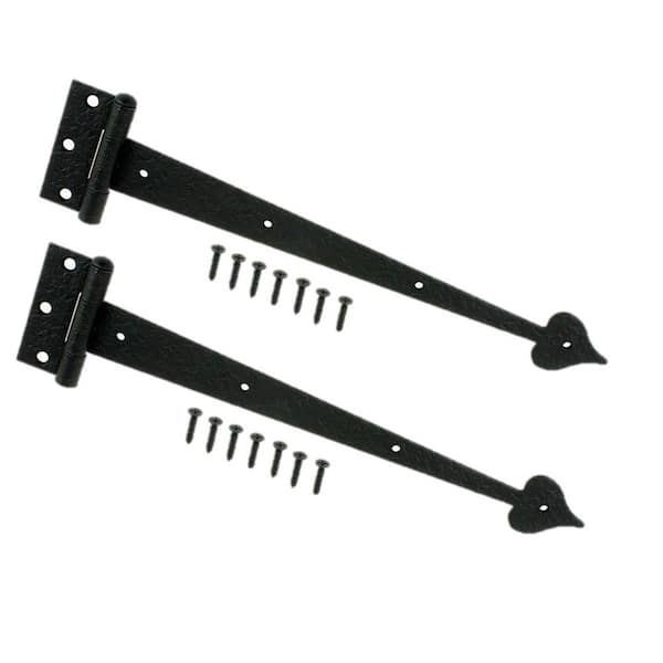 Everbilt 13 in. Black Decorative Gate Tee Hinges (2-Pack) 14217