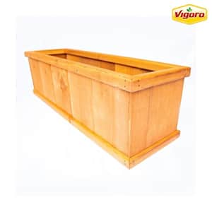 39.5 in. Brooklin Stained Brown Wood Planter Box (39.5 in. L x 11.5 in. W x 11.5 in. H)