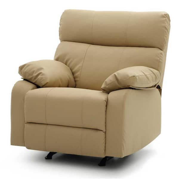 Beige faux leather deals recliner