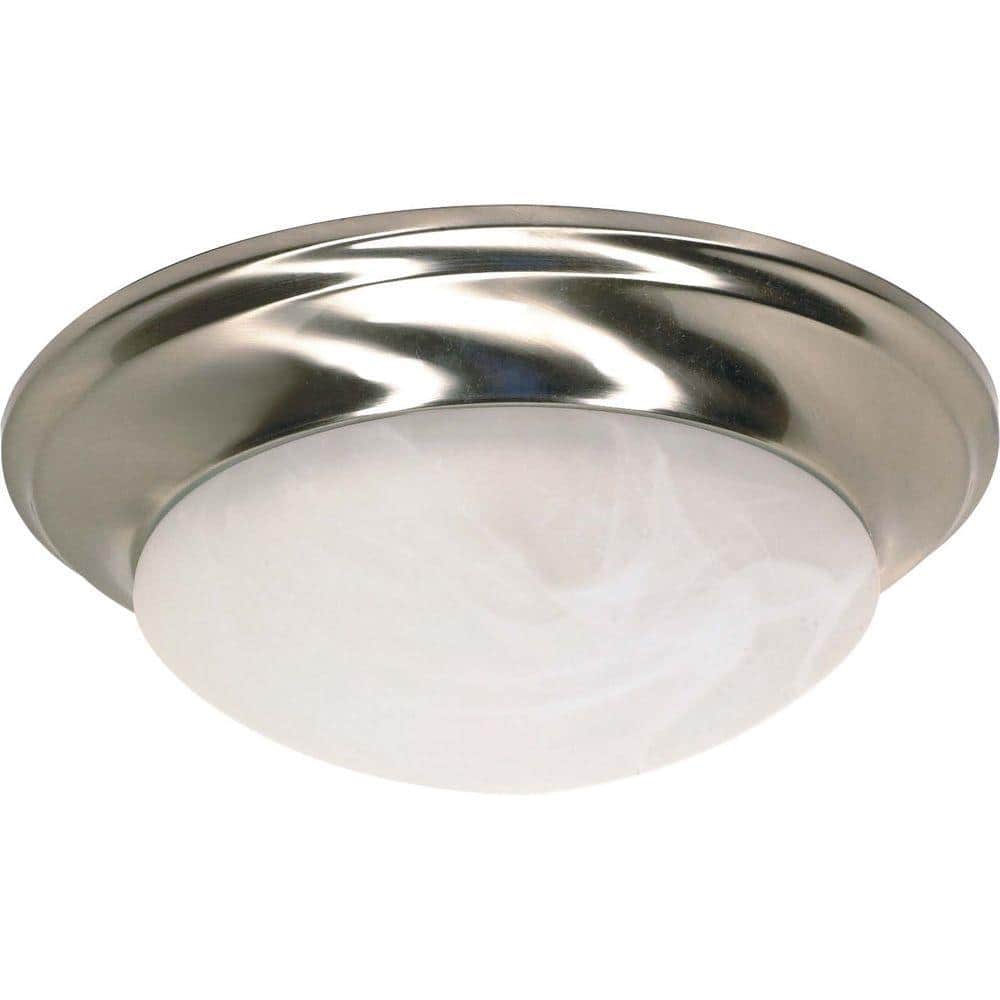 Sleek Alabaster Glass 11.5" Flush Mount Ceiling Light in Brushed Nickel